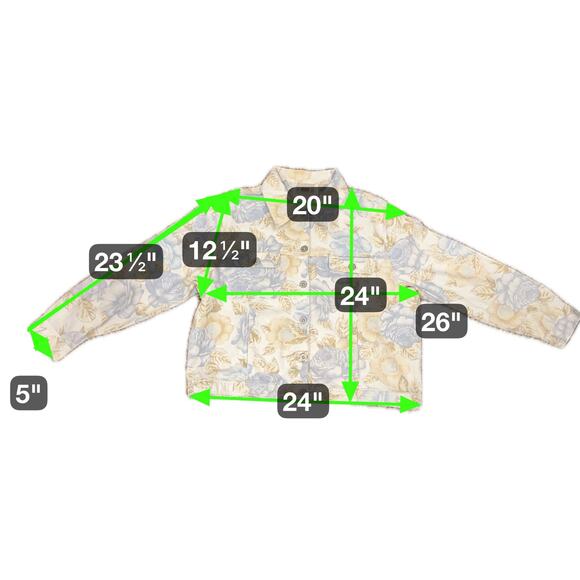 Bill Blass 1X Floral Linen Jacket Women Beige‎ Blue Button Down Y2K Boho - Picture 14 of 14